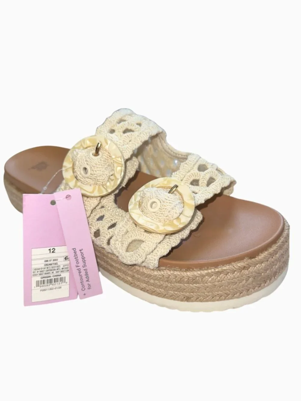NWT Wild Fable Crochet Rope Wrapped Platform Sandal Marbled Buckle 12